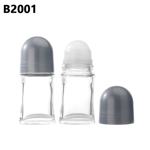 Wholesale 50Ml Empty Refillable Oem Cosmetic Packaging Clear Custom Glass Roll On Perfume Bottle,empty Roll on Bottle with Logo