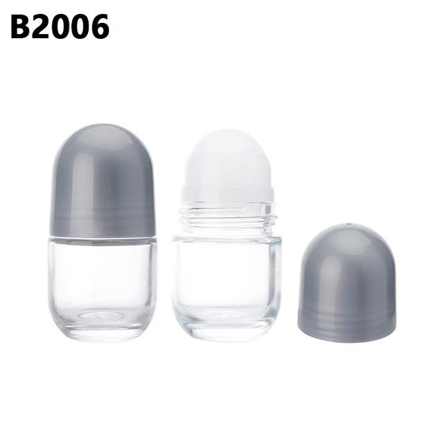 Factory supply screw lid perfume empty oil roller bottle roll on,roll on bottle round,50ml deodorant glass roll on bottle
