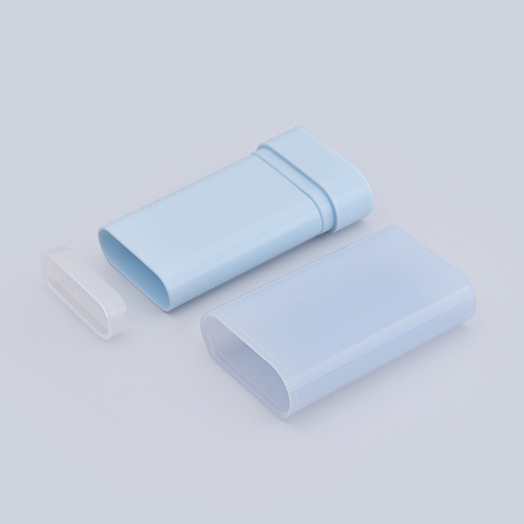 Factory Oval Shaped Sun Protection Stick Bottle for Skincare,Blue Color Bottom Filling Deodorant Container 19g
