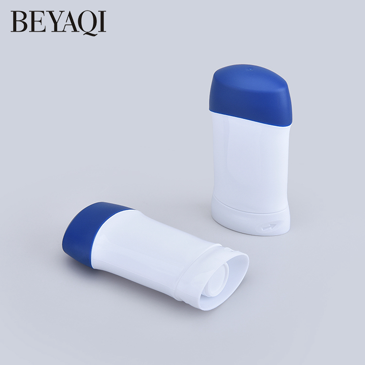 Wholesale Mini 50g Sunblock Deodorant Stick Packaging garrafa de deodorant Refillable Oval Flat Plastic Deodorant Bottle