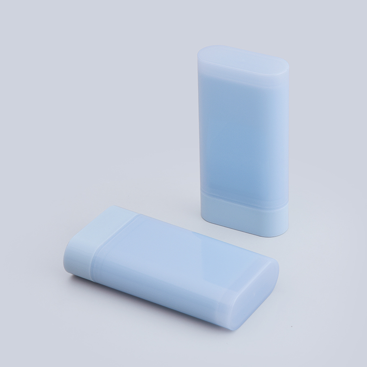 Factory Oval Shaped Sun Protection Stick Bottle for Skincare,Blue Color Bottom Filling Deodorant Container 19g