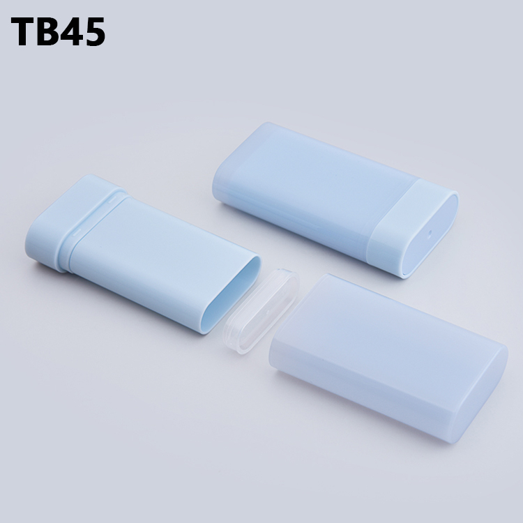 Factory Oval Shaped Sun Protection Stick Bottle for Skincare,Blue Color Bottom Filling Deodorant Container 19g