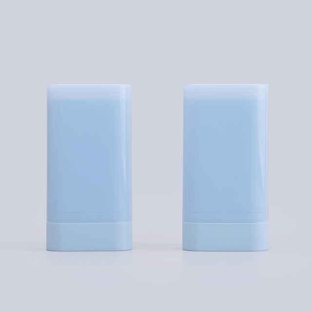 Factory Oval Shaped Sun Protection Stick Bottle for Skincare,Blue Color Bottom Filling Deodorant Container 19g