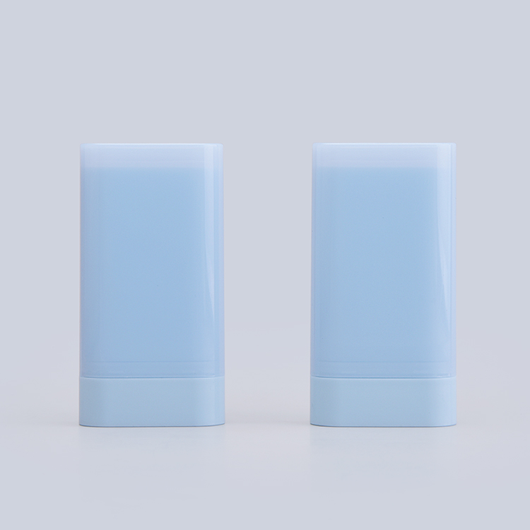 Factory Oval Shaped Sun Protection Stick Bottle for Skincare,Blue Color Bottom Filling Deodorant Container 19g