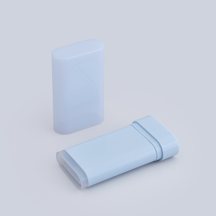Factory Oval Shaped Sun Protection Stick Bottle for Skincare,Blue Color Bottom Filling Deodorant Container 19g
