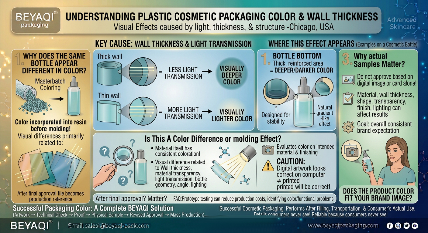 Why Does The Bottom of A Plastic Cosmetic Bottle Look Darker?